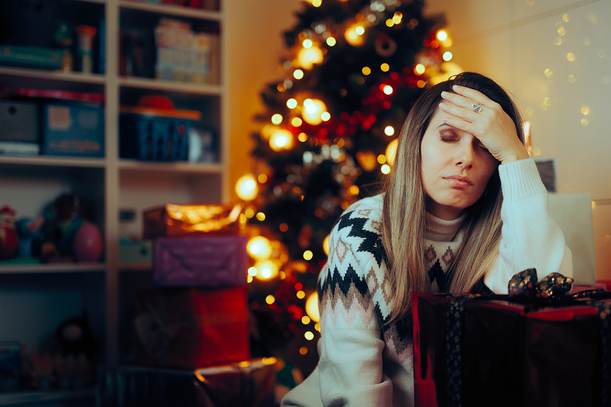 woman sad during christmas in beaverton